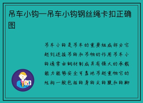 吊车小钩—吊车小钩钢丝绳卡扣正确图