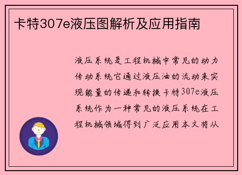 卡特307e液压图解析及应用指南