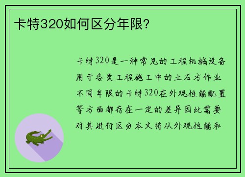 卡特320如何区分年限？
