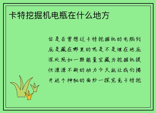 卡特挖掘机电瓶在什么地方